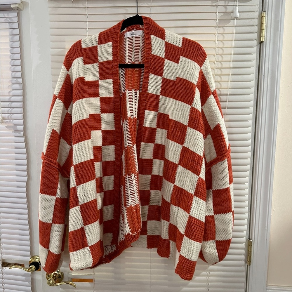 Oaklee checkered cardigan